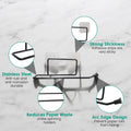 GoHooked black stainless steel self-adhesive toilet paper holder with arc edge design and strong stickiness.