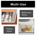 GoHooked black powder-coated iron under shelf basket organizer for pantry, bathroom, or kitchen items. Space-saving design.