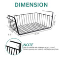 Go Hooked black metal undershelf storage basket, 16 inch, wire grid design, for pantry, closet, or desk organization.