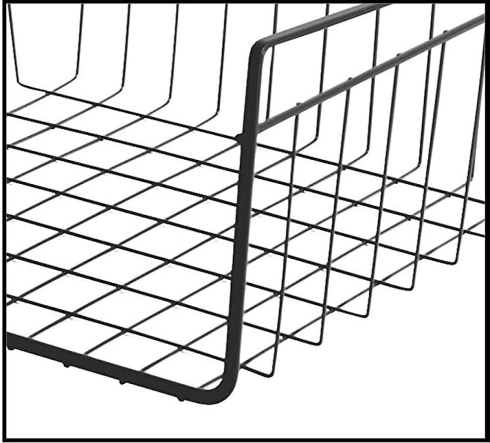 GoHooked black powder-coated iron under shelf basket with a wire grid design. Perfect for kitchen storage.