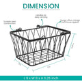 GoHooked black wire storage basket with handles and vintage farmhouse appeal. Durable steel construction, 9" L x 8" W x 5.25" H.