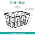 GoHooked black wire storage basket with handles, 9" L x 8" W x 5.25" H, durable steel construction, farmhouse appeal.