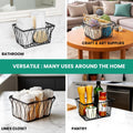 GoHooked black wire storage basket with twisted design and handles, versatile for bathroom, pantry, or closet organization.