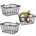 Go Hooked black wire storage basket with handles, farmhouse style, open design for pantry or closet organization. Pack of 3.