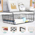GoHooked black metal wire under shelf storage basket, 16 inch, pack of 2, for cabinets and pantries.