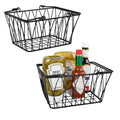 GoHooked black wire storage basket with handles, featuring a twisted design and open top for pantry or home organization.