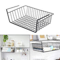 GoHooked black wire under shelf basket, 16 inch metal rack for cabinet storage. Space saving organizer.