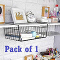 GoHooked black wire under shelf basket for storage, 16 inch metal rack for cabinets and drawers.