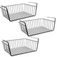 Go Hooked 16 Inch Undershelf Storage Basket Pack of 3 | Multipurpose Under Shelf Organizer | Hanging Wire Basket for Cabinet, Shelf, Pantry, Cupboard, Closet, Desk, and Bathroom (Black)