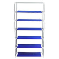 GoHooked blue 6-tier metal and non-woven fabric shoe rack with cover, easy assembly, 108cm high