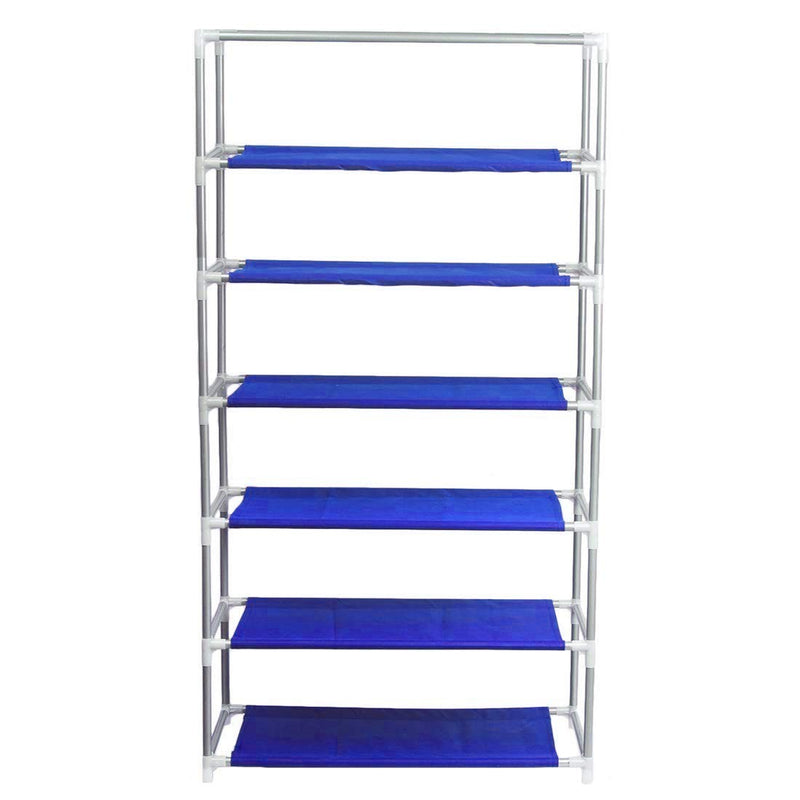 GoHooked blue 6-tier metal and non-woven fabric shoe rack with cover, easy assembly, 108cm high