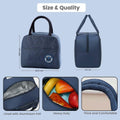 Go Hooked blue and grey insulated lunch bag, thermal Oxford cloth tote with zipper closure and comfortable handles. Pack of 2.