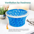 GoHooked blue mesh storage basket with zip closure and handle, ideal for fruits, vegetables, or essentials. Breathable design.