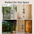 GoHooked blue metal wind chime with monk figurine and brass bells, ideal for positive energy and home decor.