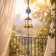 Go Hooked Feng Shui Monk Figurine Hanging Wind Chime with 3 Brass Bells | Spiritual Door Hanging for Positive Energy, Good Luck & Home Décor – Balcony, Living Room & Gift (Blue)