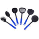 Go Hooked Cookware Plastic Spatula for Non Stick Premium Slotted Set of 6 Heat-Resistant Spoon Easy Design to Clean, Heat Resistant Plastic Spatulas Home Kitchen Tools for Cooking (Blue)
