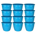 GoHooked blue plastic Duro flower pots, 10-inch, pack of 12. Lightweight, durable, and suitable for indoor/outdoor gardening.