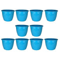GoHooked blue plastic Duro flower pots, 10 inch, pack of 10. Lightweight, durable, modern design for indoor/outdoor gardening.