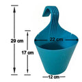 GoHooked blue plastic hanging planter with hook, 22 cm diameter, 17 cm height.