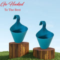 GoHooked blue plastic hanging planter, 22cm diameter, 17cm height, ideal for balconies and vertical gardens.