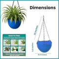 GoHooked blue 8.5-inch plastic hanging planter with chain, ideal for balcony and garden decor.