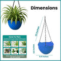 GoHooked blue plastic round crystal shaped hanging planter with metal chain, 8.5 inch diameter.
