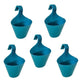 Go Hooked Plastic Hanging Planter for Plants, Vertical Gardens, Modern Living, Greenery, Compact Living Spaces, Railing Flower Pots, Pot Diameter (22 cm), Pot Height (17 cm) (Set of 5) (Blue)