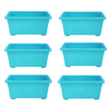 GoHooked pack of 6 blue rectangular plastic plant pots, 35cm, ideal for home and garden.