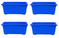 GoHooked set of 4 blue rectangular plastic plant pots with ribbed texture and raised base. 35x18.5x15 cm.
