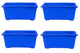 Go Hooked Rectangular Plastic Pots for Plants, Jupiter Flower Pots for Home, Window Display, Garden (Set of 4, Blue) (35 x 18.5 x 15 cm)