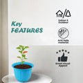 GoHooked blue plastic garden planter pot with fluted design, suitable for indoor and outdoor use.