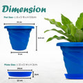 GoHooked blue plastic planter pot with saucer, 6-inch twister design for indoor/outdoor plants.