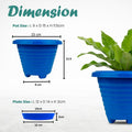 Go Hooked blue plastic planter pot with saucer, 6 inch Zenith model, modern design for indoor/outdoor plants.