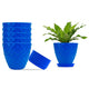 Go Hooked Plastic Planter Pots Set of 6 with Saucer Tray | Flower Pots for Home, Office Garden Dcor | Blue 6 Inch Kohinoor Pot for Indoor Outdoor Plants | Stylish & Modern Design Plant Containers