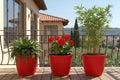 GoHooked pack of 4 blue plastic planters with UV resistance, ideal for indoor/outdoor gardening.