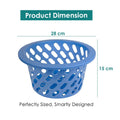 GoHooked blue plastic storage net basket with open weave design and handle. Perfectly sized, smartly designed.