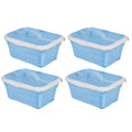 GoHooked pack of 4 blue plastic storage baskets with zip net covers and handles