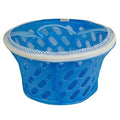 Go Hooked blue plastic storage basket with net cover and zip closure, ideal for kitchen or pantry organization.