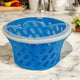 Go Hooked Plastic Storage Basket with Net Cover & Zip | 28 x 28 x 15 cm Multipurpose Organizer for Kitchen, Pantry, & Home | Durable Food Storage Basket, Insect-Proof, Breathable Design Blue