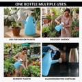 GoHooked blue 1-litre plastic watering can with spray bottle and shower head, adjustable nozzle for indoor plants, balcony, and nursery.