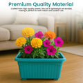 GoHooked blue rectangular plastic plant pot with marigolds and petunias, 35cm, pack of 6