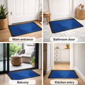 GoHooked blue rubber door mat with ribbed texture for home entrance, kitchen, and bathroom floor protection.