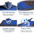 GoHooked blue rubber door mat with anti-slip backing, pebble texture for dirt trapping, and easy-to-clean design.
