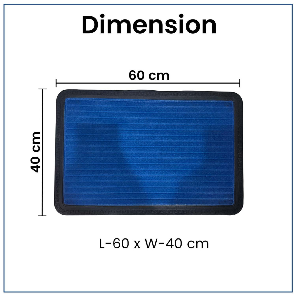 GoHooked blue rubber door mat with ribbed texture and 40x60 cm dimensions for home and office entrance