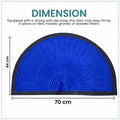 GoHooked royal blue semi-circle rubber door mat with black border and anti-slip base, 70x44 cm dimensions.