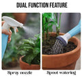 GoHooked blue 1L plastic watering can with spray nozzle and shower head for indoor plants.