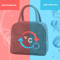 Go Hooked blue-wine red Oxford cloth lunch bag with thermal insulation, keeps food warm for 4 hours or fresh for 8 hours.