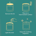 GoHooked blueberry scented candle instructions: remove lid, place on heat-resistant surface, light wick, enjoy fragrance.