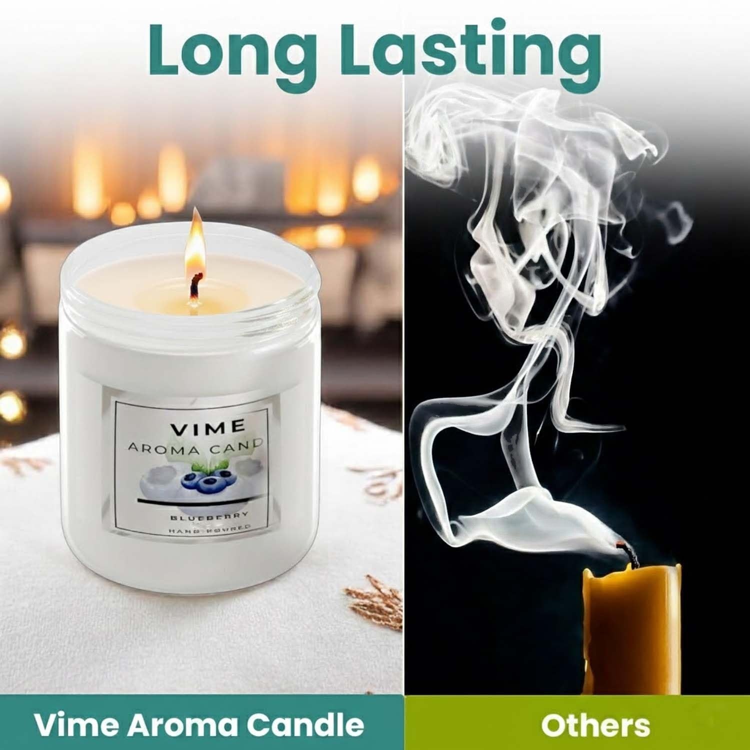 GoHooked white blueberry scented wax candle in a glass jar, long-lasting aroma for home decor and relaxation.