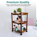 GoHooked brown 3-tier plastic storage rack organizer with makeup and plants
